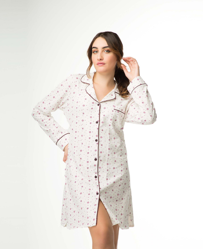 Pyjama Robe Chemise Coton Floral
